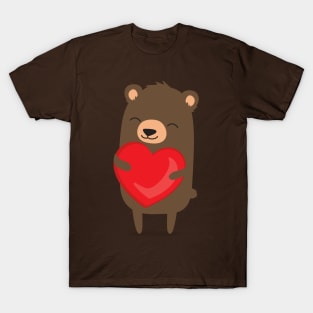 Cute cartoon bear holding heart. T-Shirt